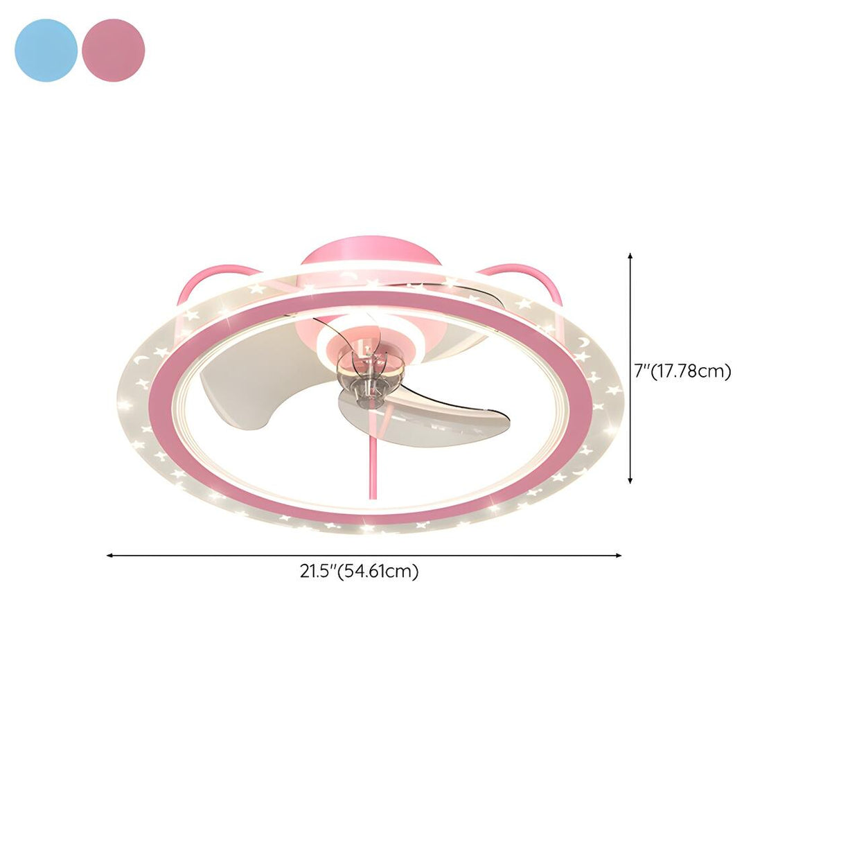 Kids Room Stylish 3-Blade Circle Ceiling Fan with Light