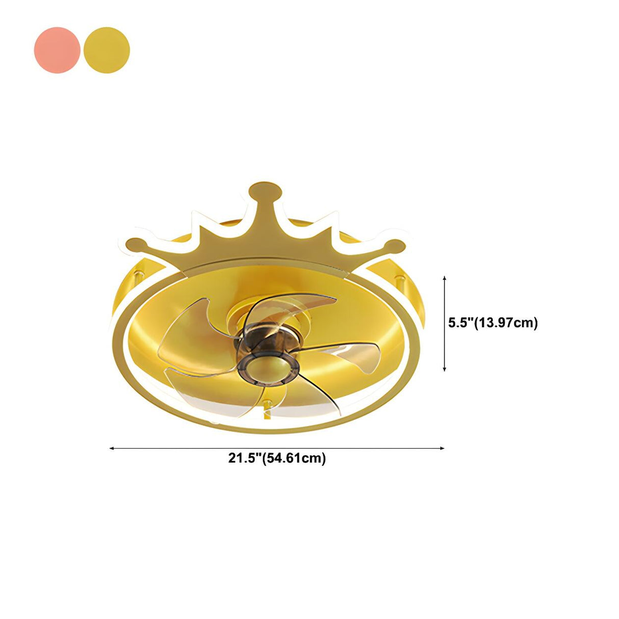 Kids Room Stylish Golden Crown LED Ceiling Fan Light