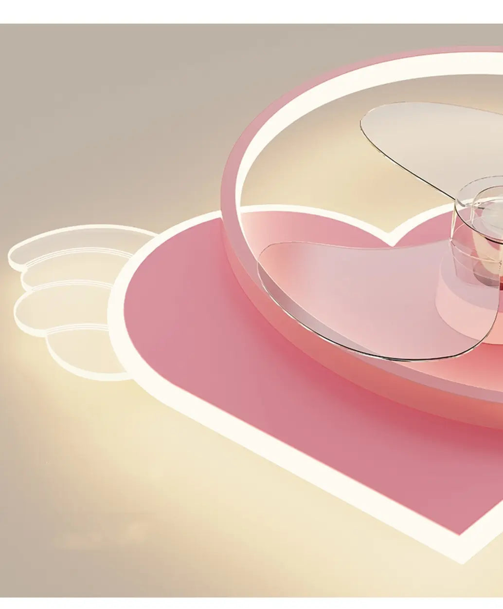 Kids Room Stylish Heart Wings Ceiling Fan with Light Image - 4