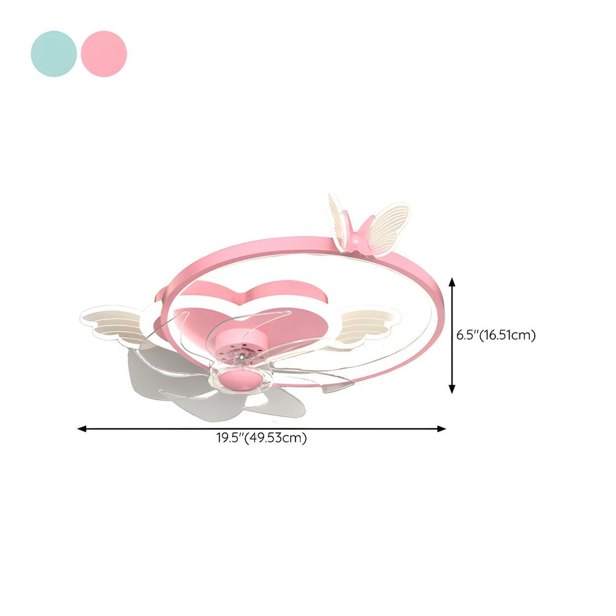 Kids Room Stylish Love Heart Ring Ceiling Fan Light