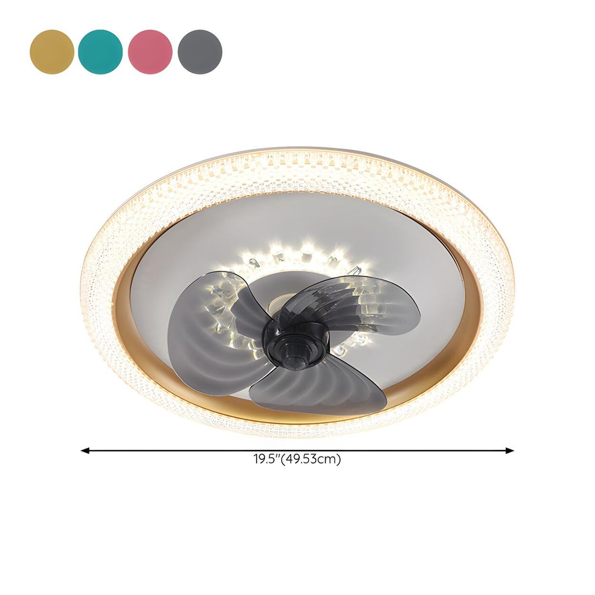 Kids Room Trendy 3-Blade Ring Ceiling Fan with Light