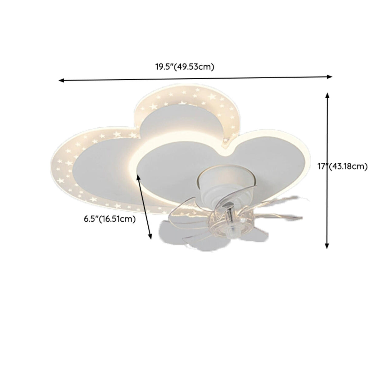 Kids Room White Heart Modern Ceiling Fan with Light
