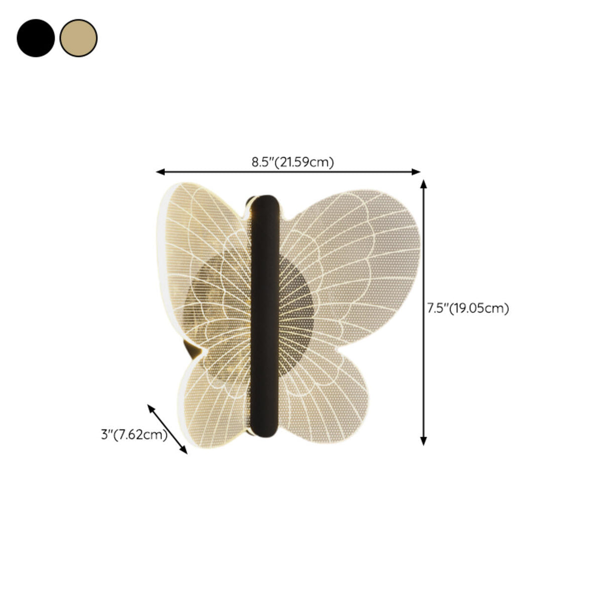 Kids' Room Beautiful Gold Butterfly Wall Sconce