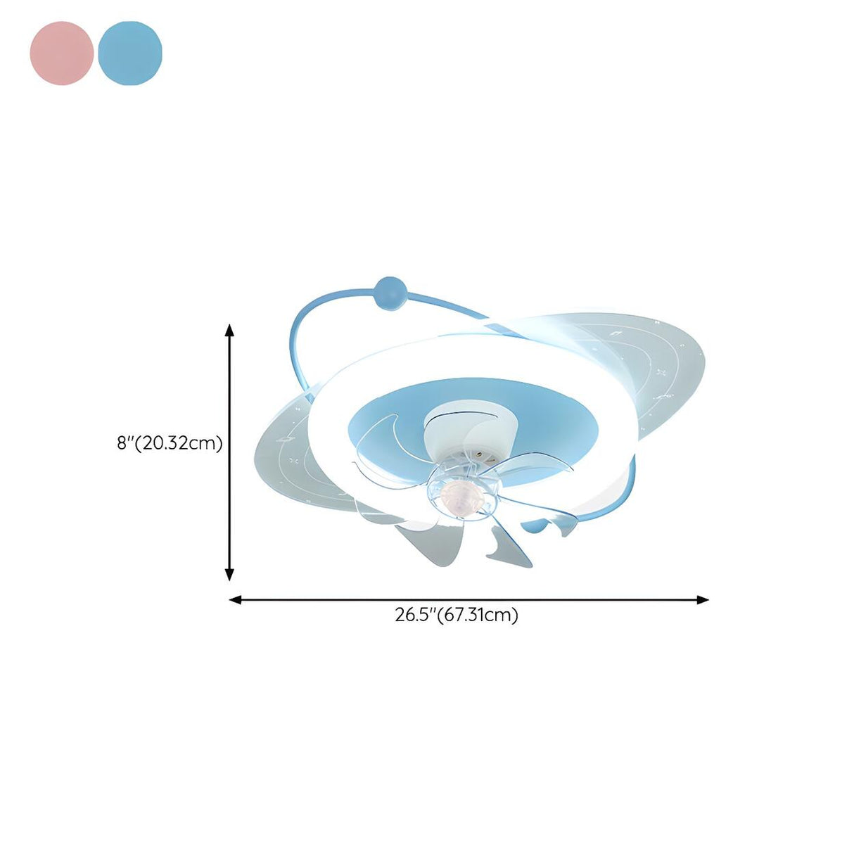 Kids' Room Creative Round Ceiling Fan with LED Light