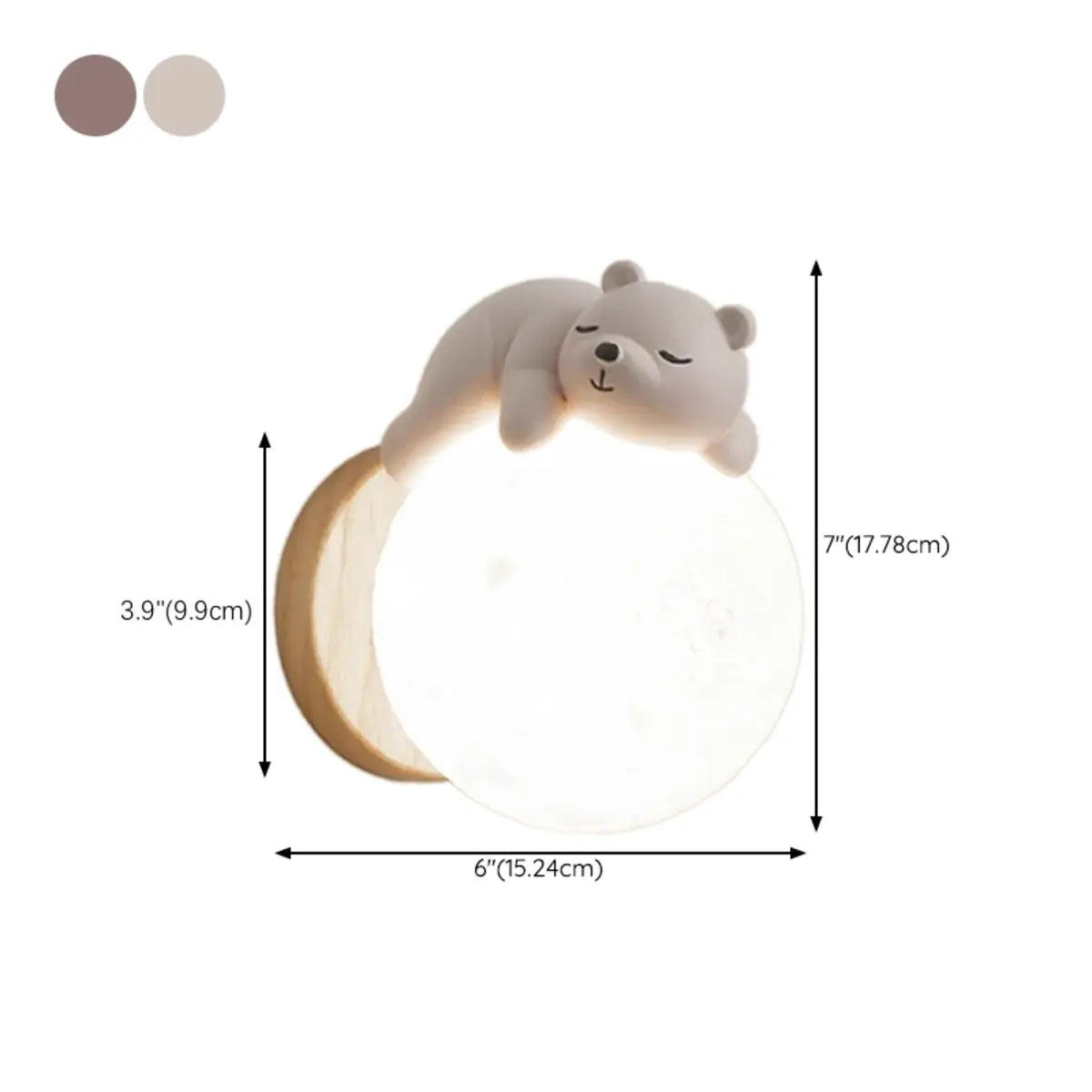 Kids' Room Cute Bear-Themed Wood Globe Wall Sconce
