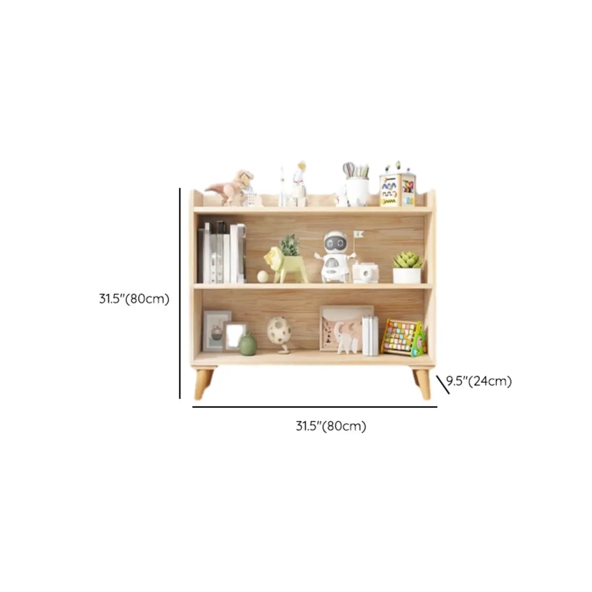 Kids' Room Simple Natural Wood Open Horizontal Bookcase