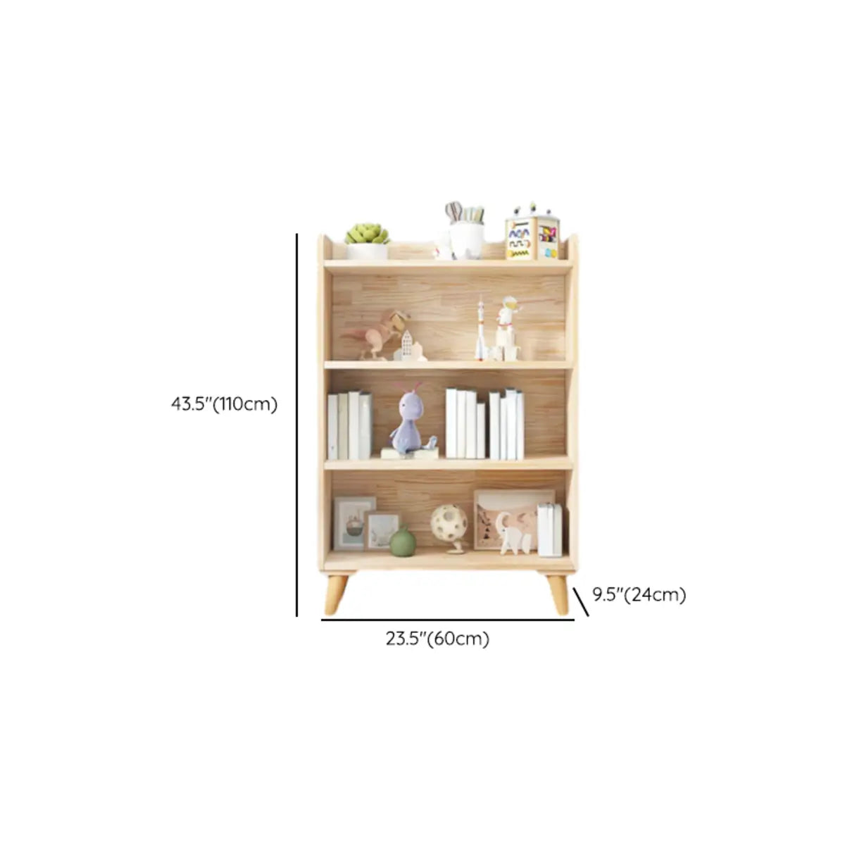 Kids' Room Simple Natural Wood Open Horizontal Bookcase Image - 19
