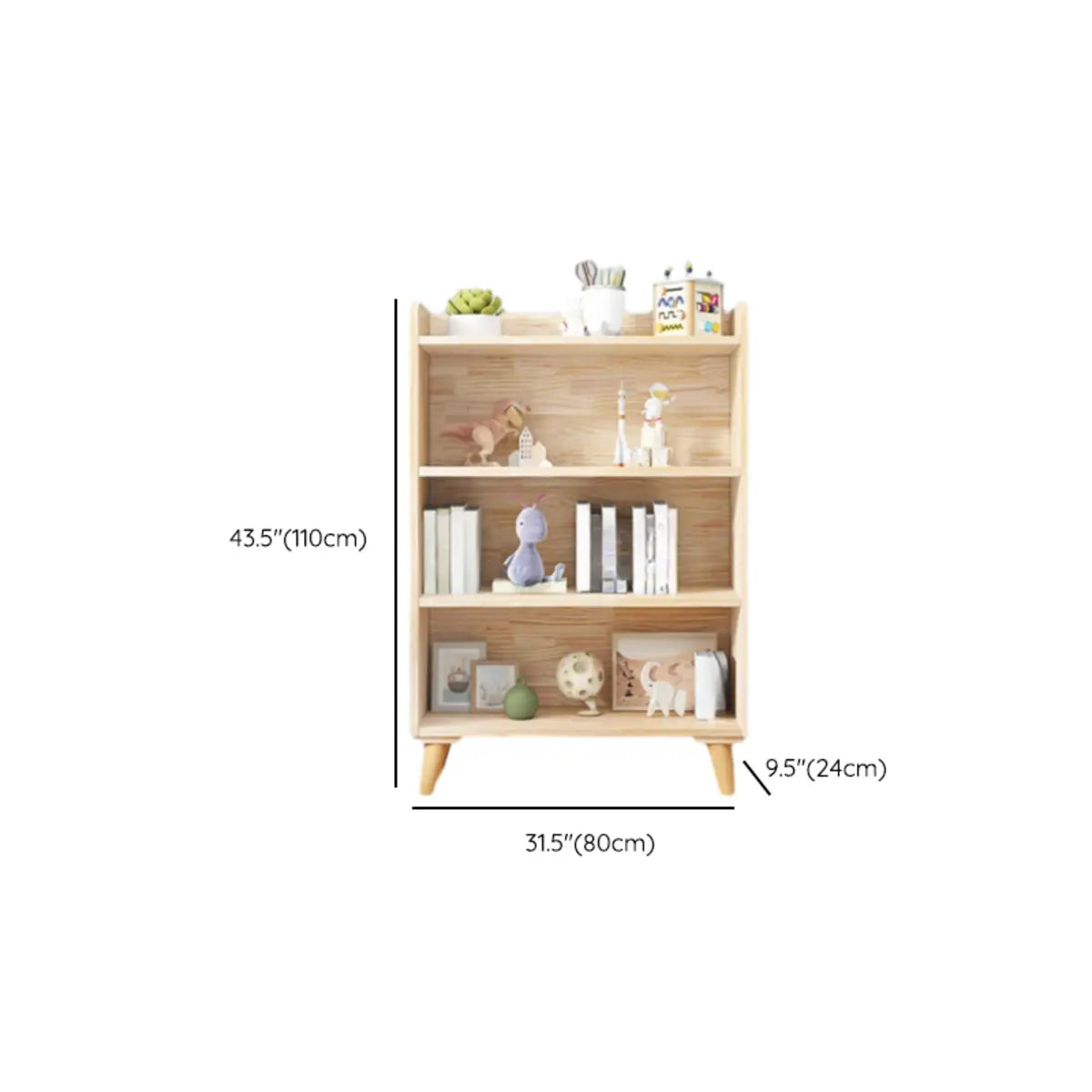 Kids' Room Simple Natural Wood Open Horizontal Bookcase Image - 20