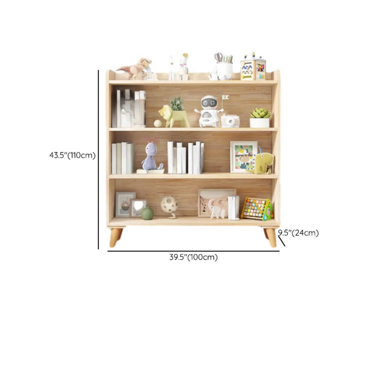 Kids' Room Simple Natural Wood Open Horizontal Bookcase Image - 21