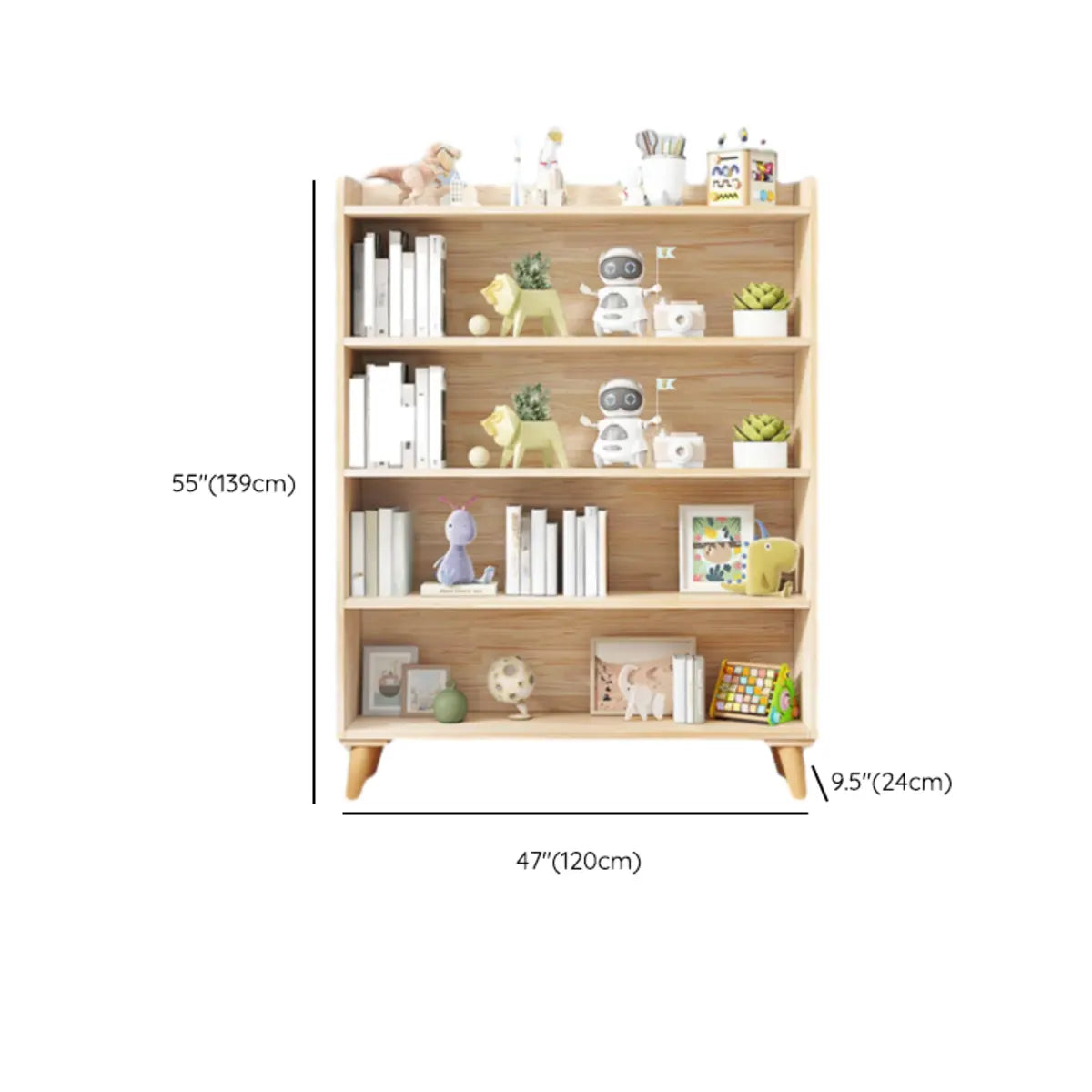 Kids' Room Simple Natural Wood Open Horizontal Bookcase Image - 26