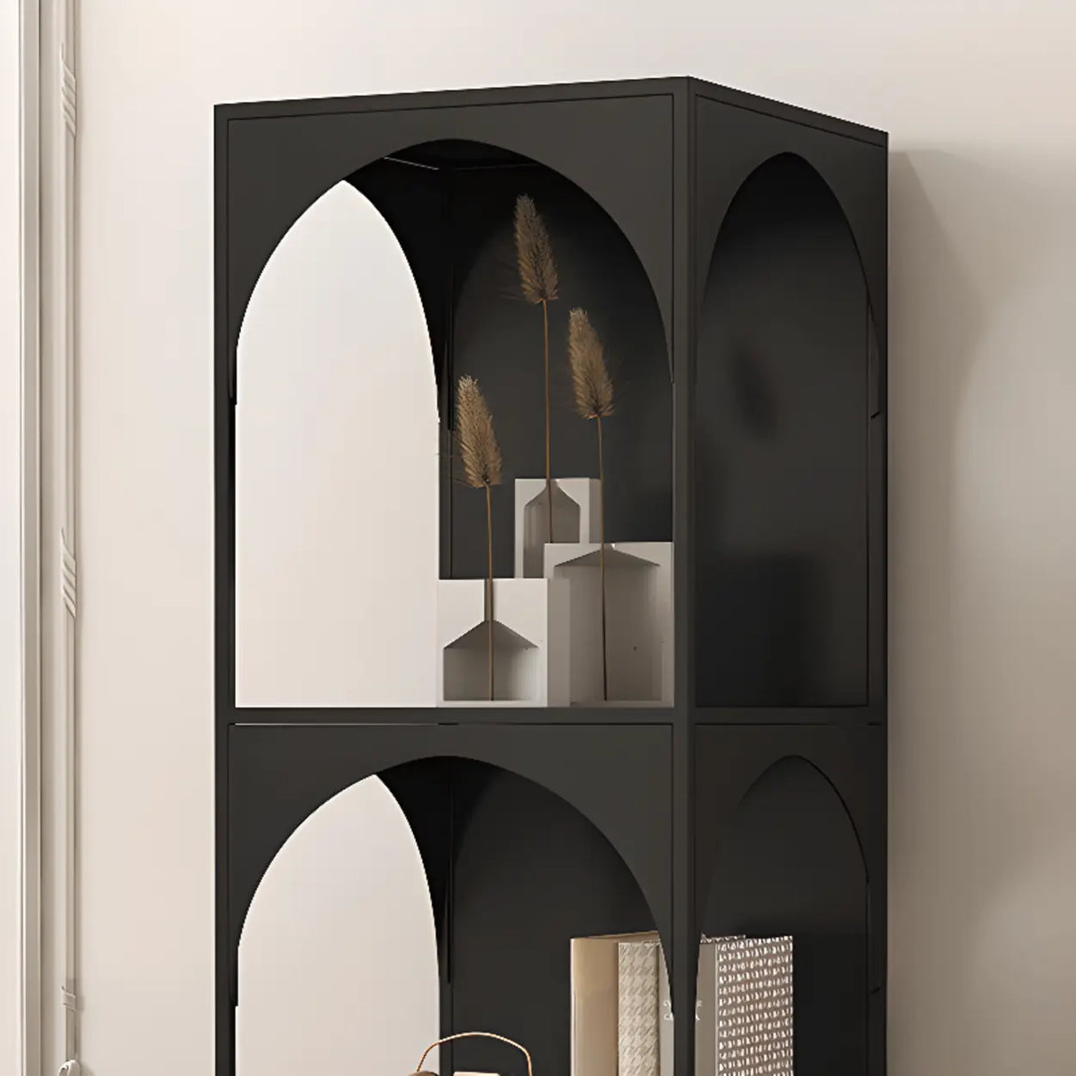 Kids' Room Simple White Arched Narrow Storage Bookcase Image - 12