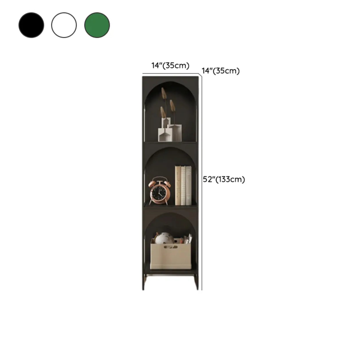 Kids' Room Simple White Arched Narrow Storage Bookcase Image - 15