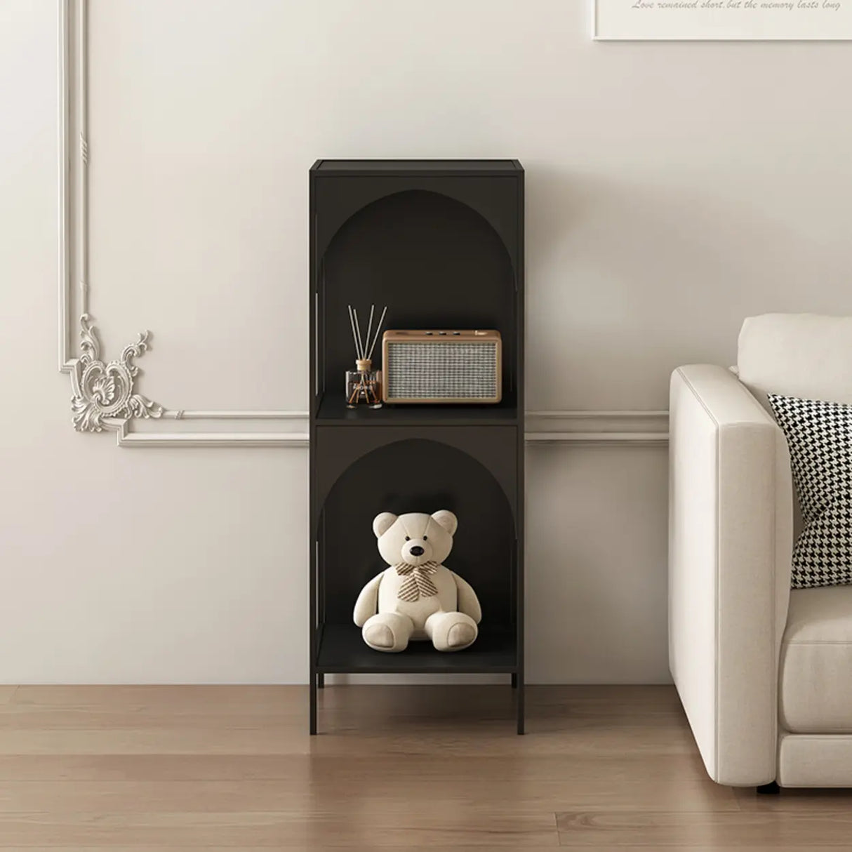 Kids' Room Simple White Arched Narrow Storage Bookcase Image - 2