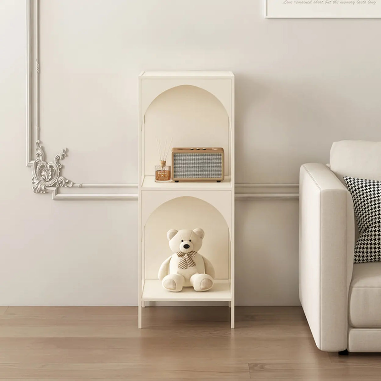 Kids' Room Simple White Arched Narrow Storage Bookcase Image - 5