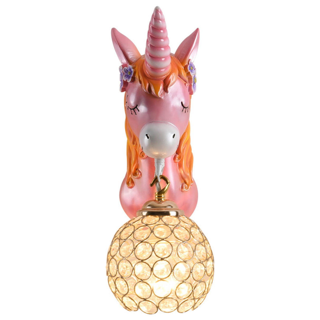 Kids' Room Whimsical Unicorn Crystal Globe Wall Light Image - 5