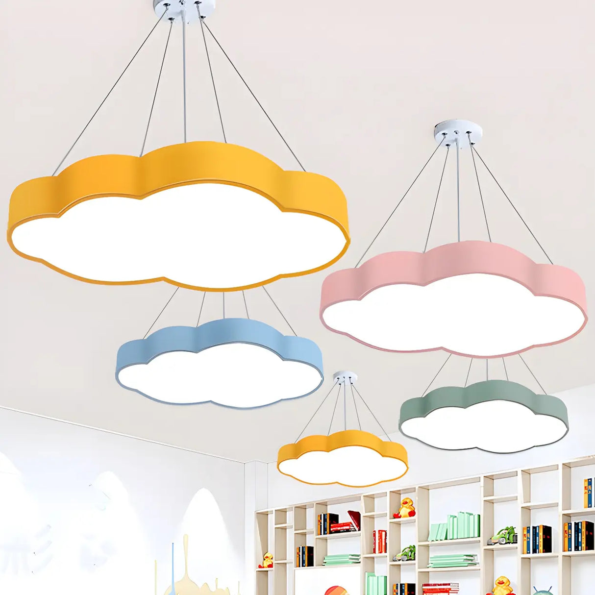 Kindergarten Hanging Cloud LED Semi-Flush Mount Light Image - 3