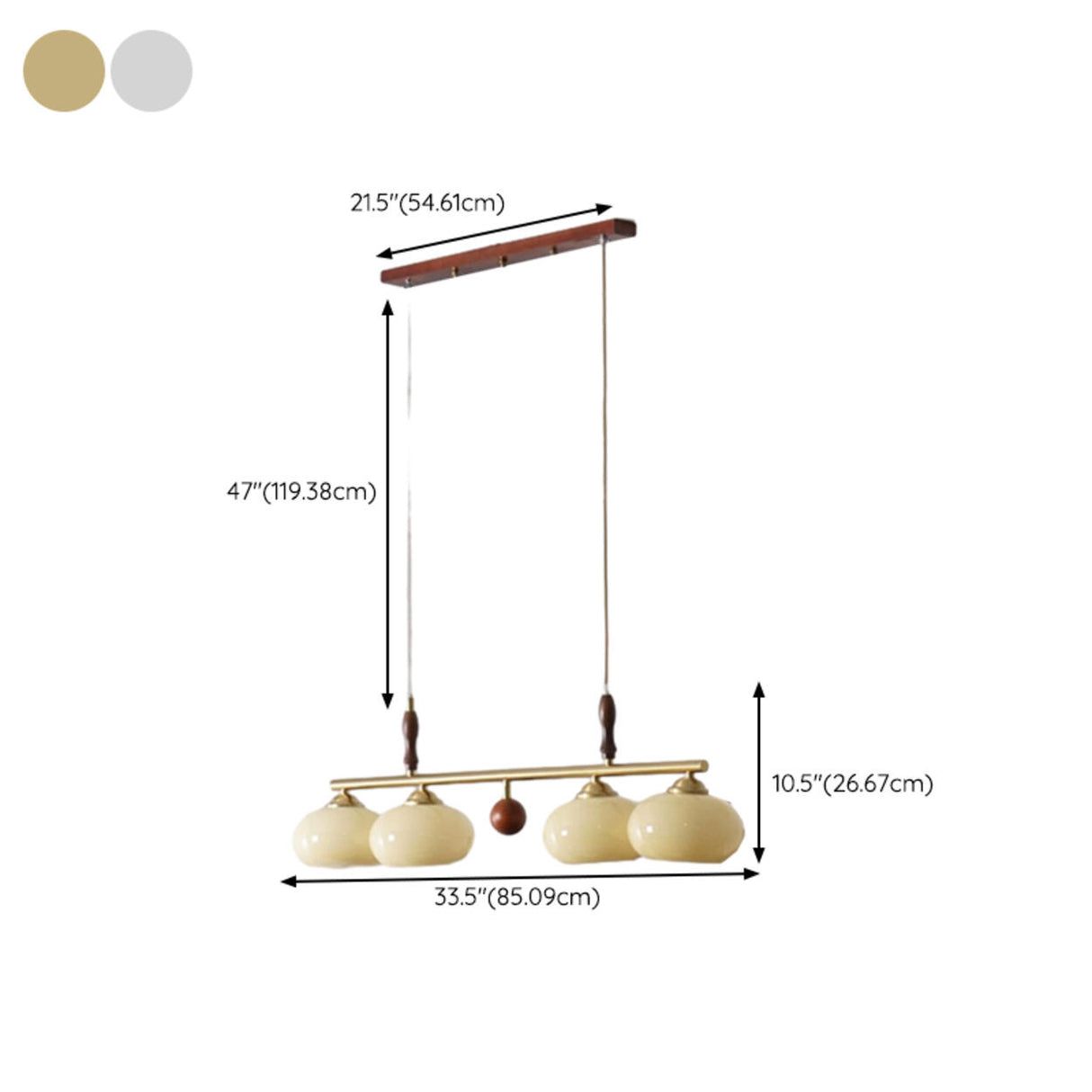 Kitchen Adjustable Drum 4-Light Wood Hanging Light Image - 12