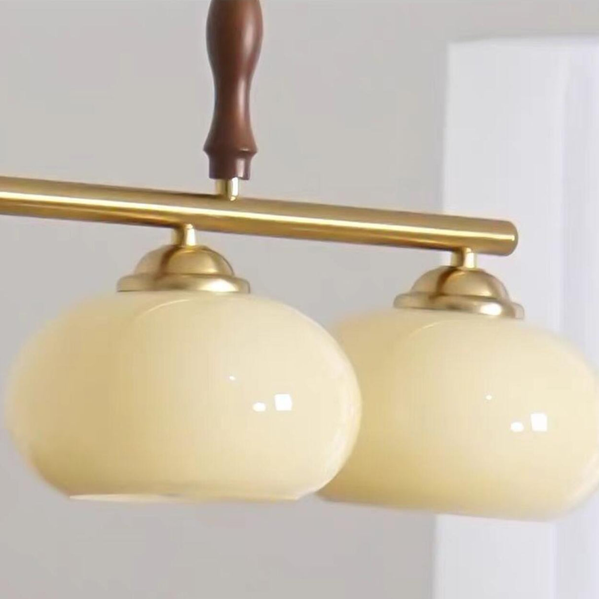 Kitchen Adjustable Drum 4-Light Wood Hanging Light Image - 6