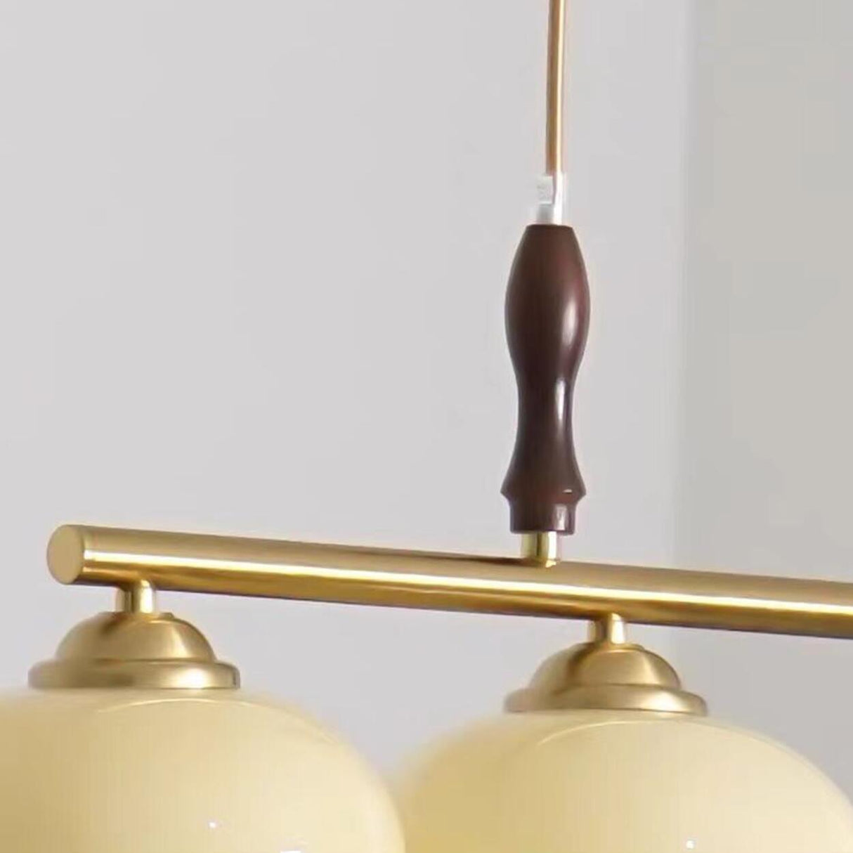 Kitchen Adjustable Drum 4-Light Wood Hanging Light Image - 8