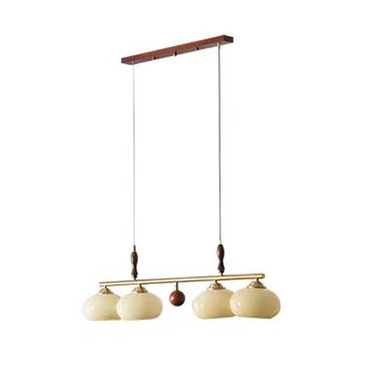 Kitchen Adjustable Drum 4-Light Wood Hanging Light Image - 9