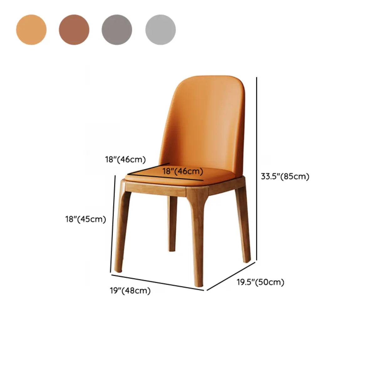 Kitchen Arched Faux Leather Wood Dining Chair Coffee