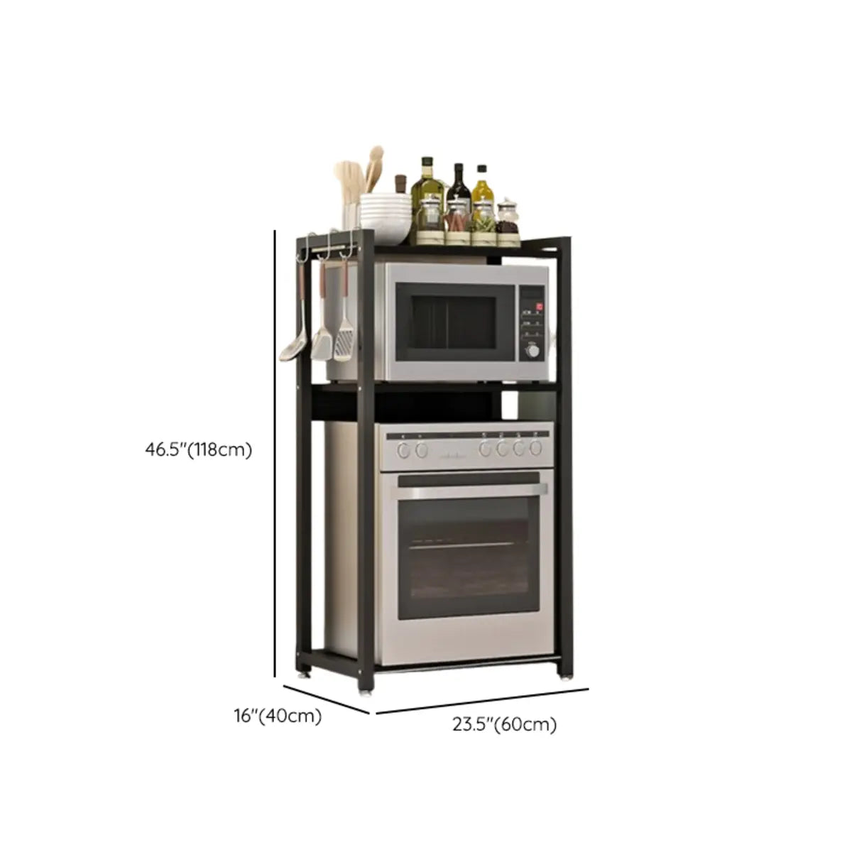 Kitchen Black Rust Resistant Metal Storage Baker's Rack