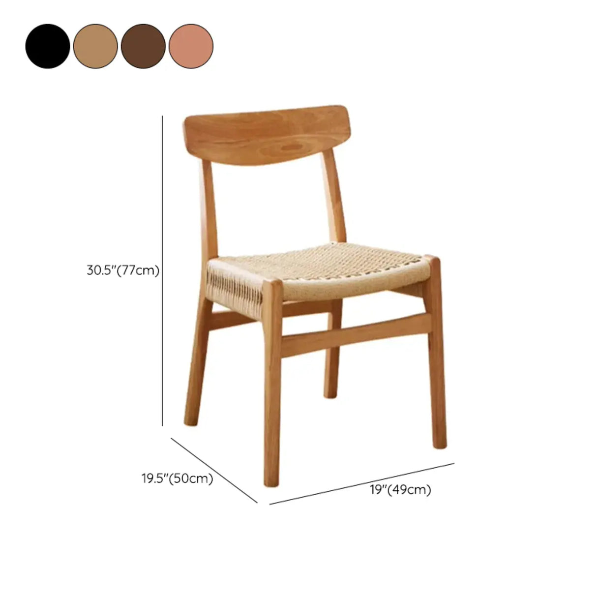 Kitchen Braided Rope Woven Wood Dining Chair Black