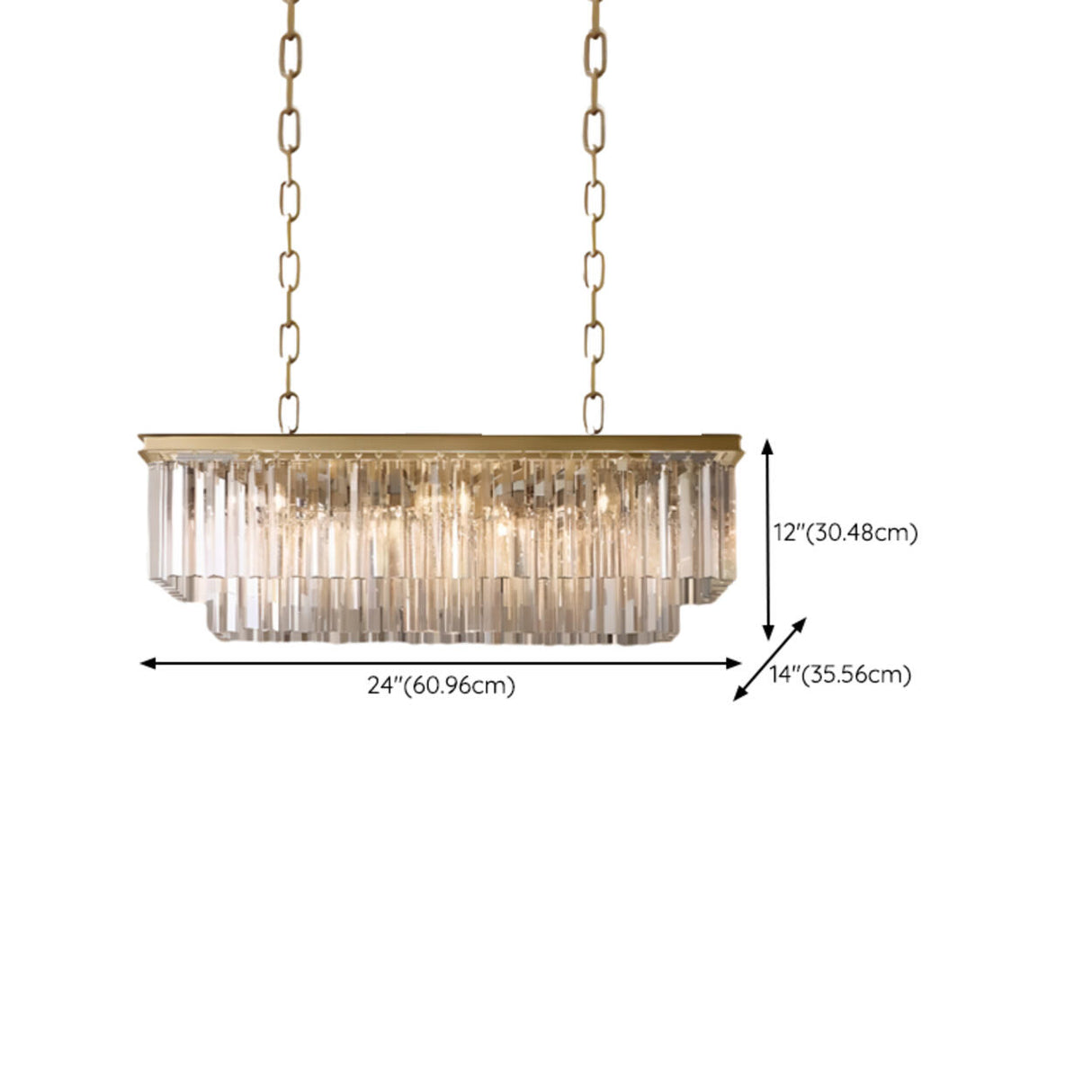 Kitchen Crystal Black Rectangular LED Hanging Light