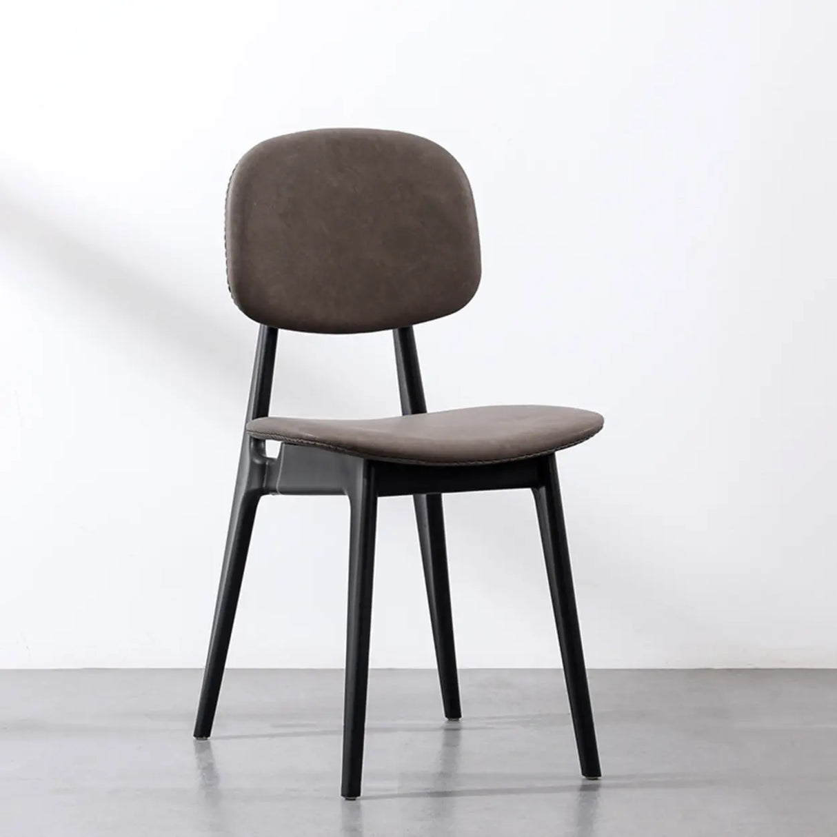 Kitchen Faux Leather Armless Black Legs Dining Chair Image - 11