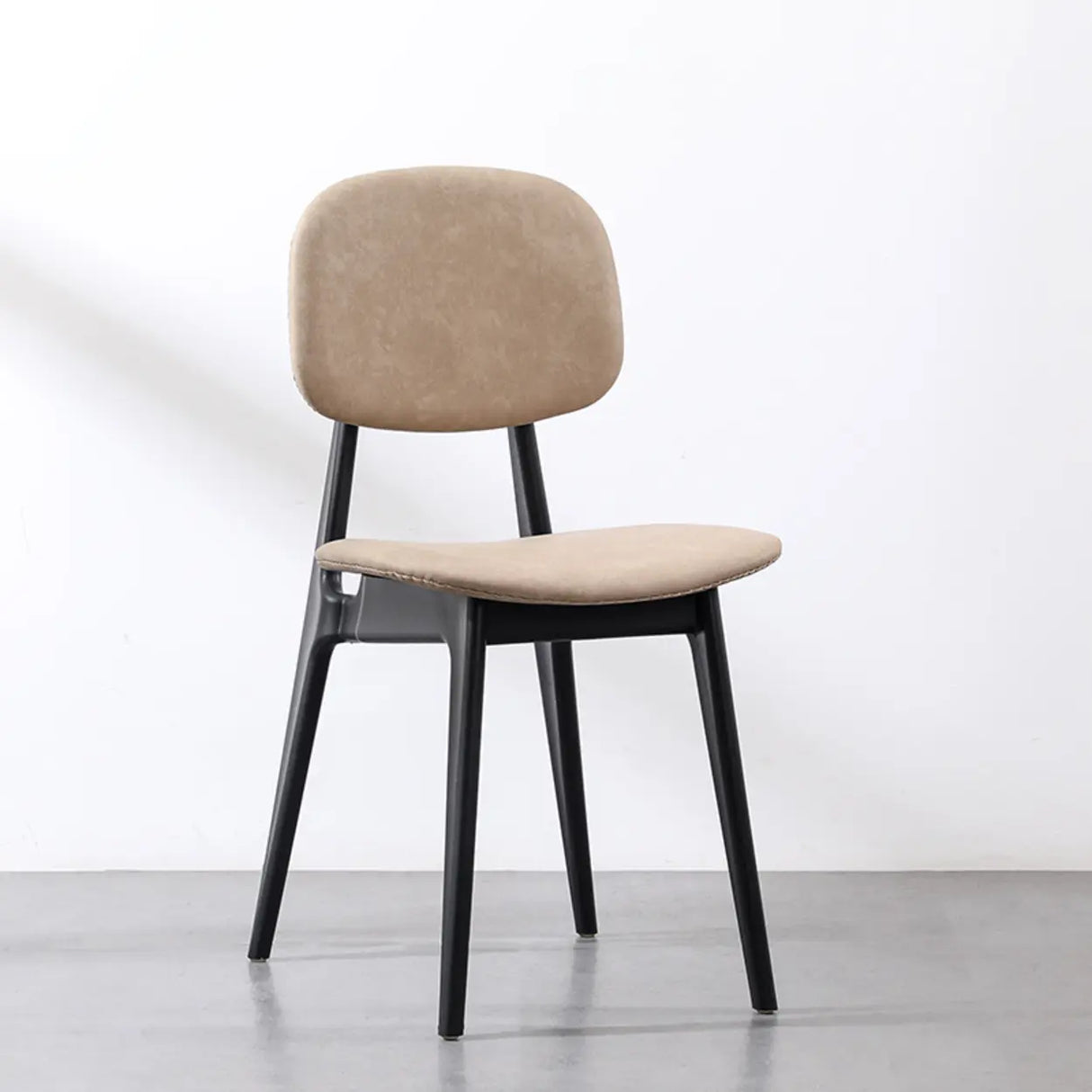 Kitchen Faux Leather Armless Black Legs Dining Chair Image - 2