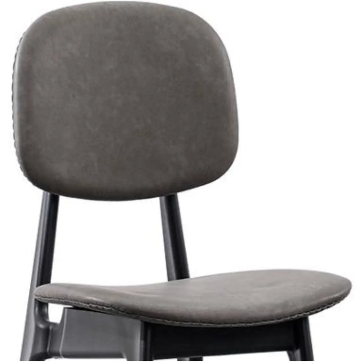 Kitchen Faux Leather Armless Black Legs Dining Chair Image - 6