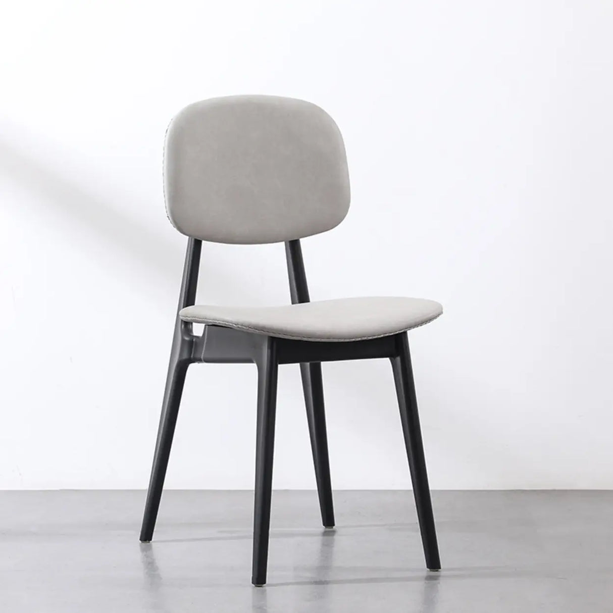 Kitchen Faux Leather Armless Black Legs Dining Chair Image - 7