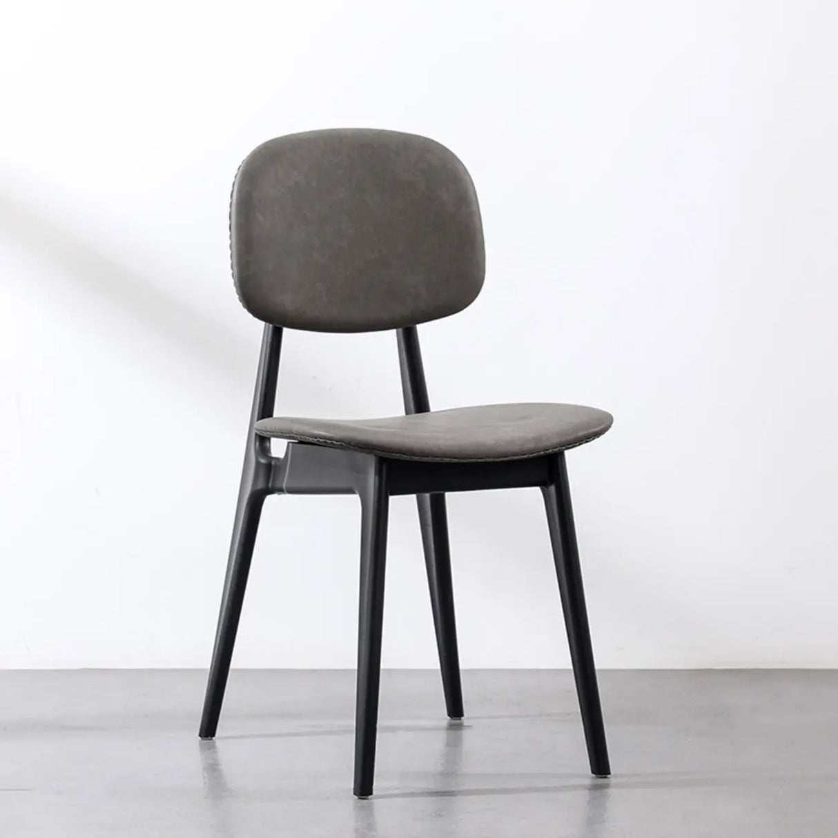 Kitchen Faux Leather Armless Black Legs Dining Chair Image - 9