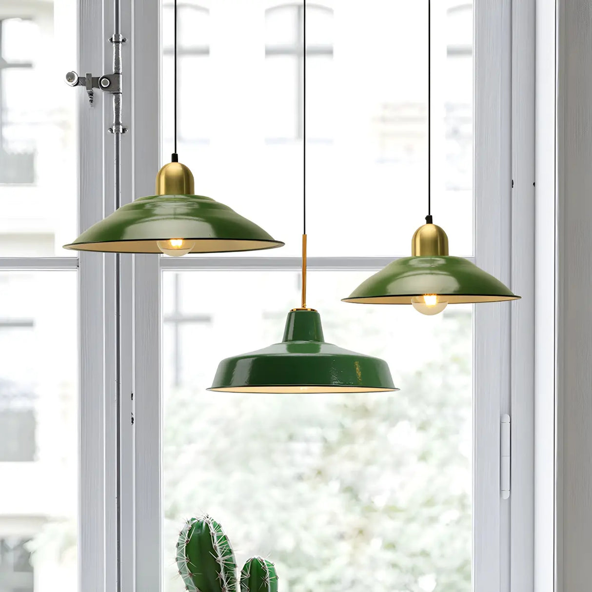 Kitchen Industrial Mini Green Iron Pendant Light Image - 1