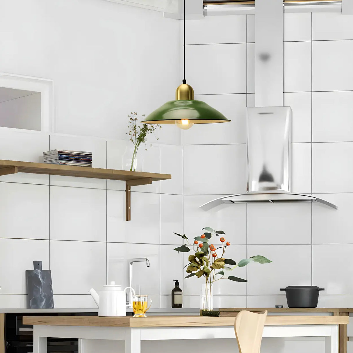 Kitchen Industrial Mini Green Iron Pendant Light Image - 4