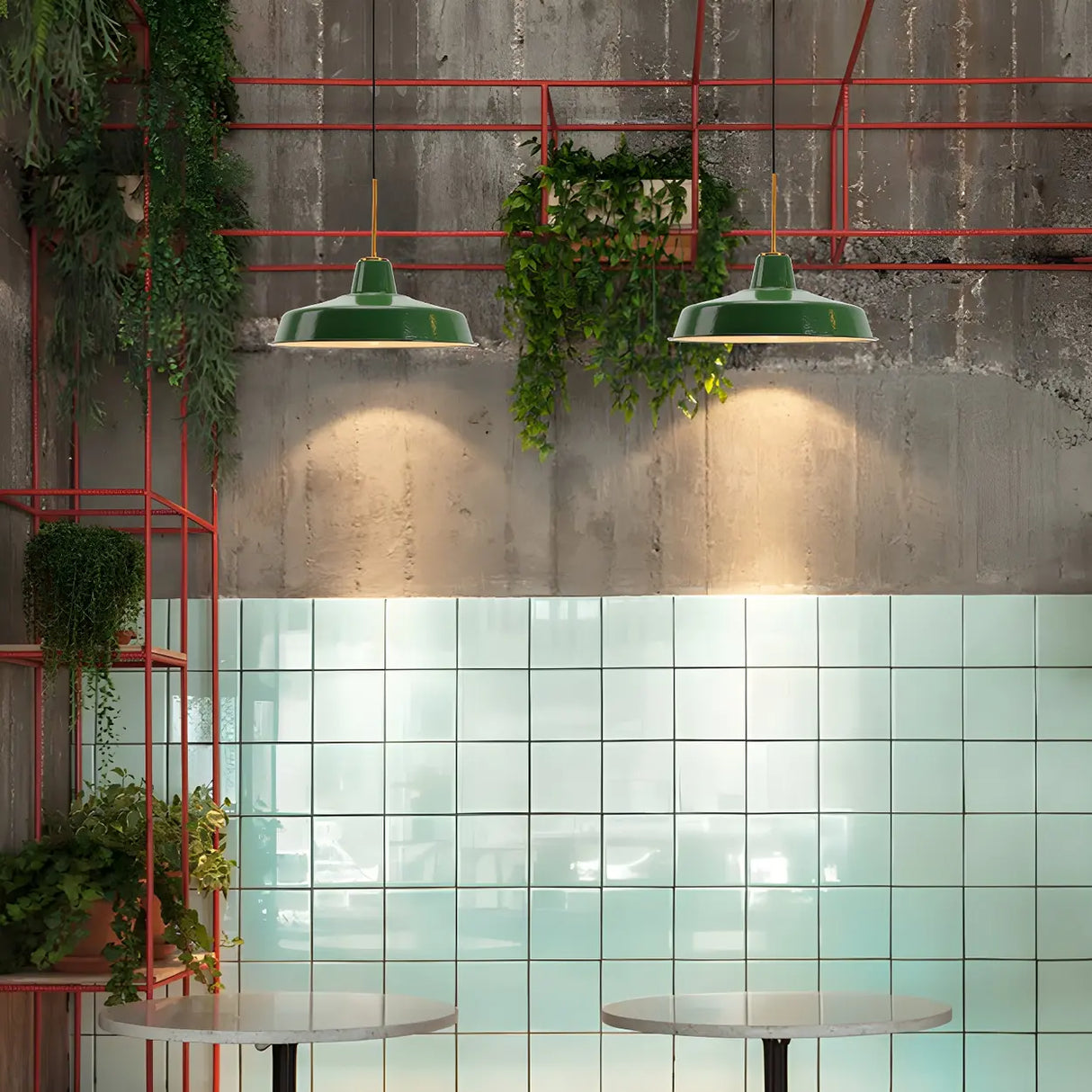 Kitchen Industrial Mini Green Iron Pendant Light Image - 8