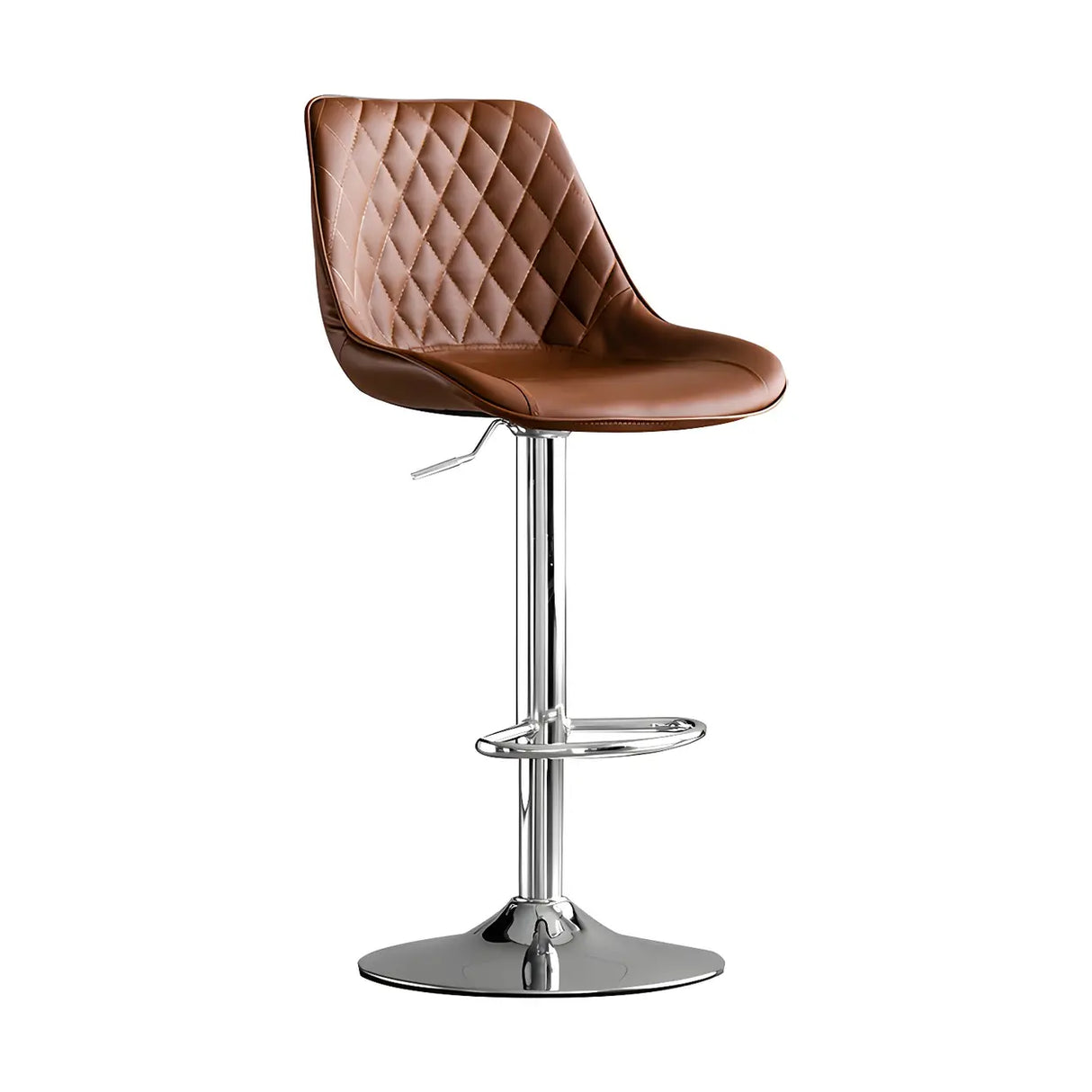 Kitchen Leather Bucket Iron Adjustable Swivel Bar Stool Image - 12