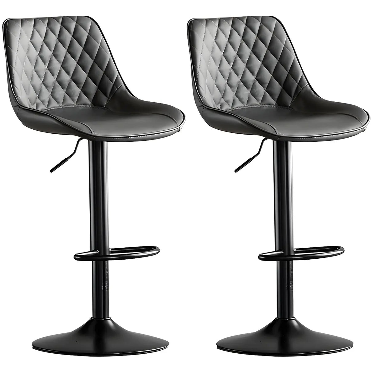 Kitchen Leather Bucket Iron Adjustable Swivel Bar Stool Image - 13