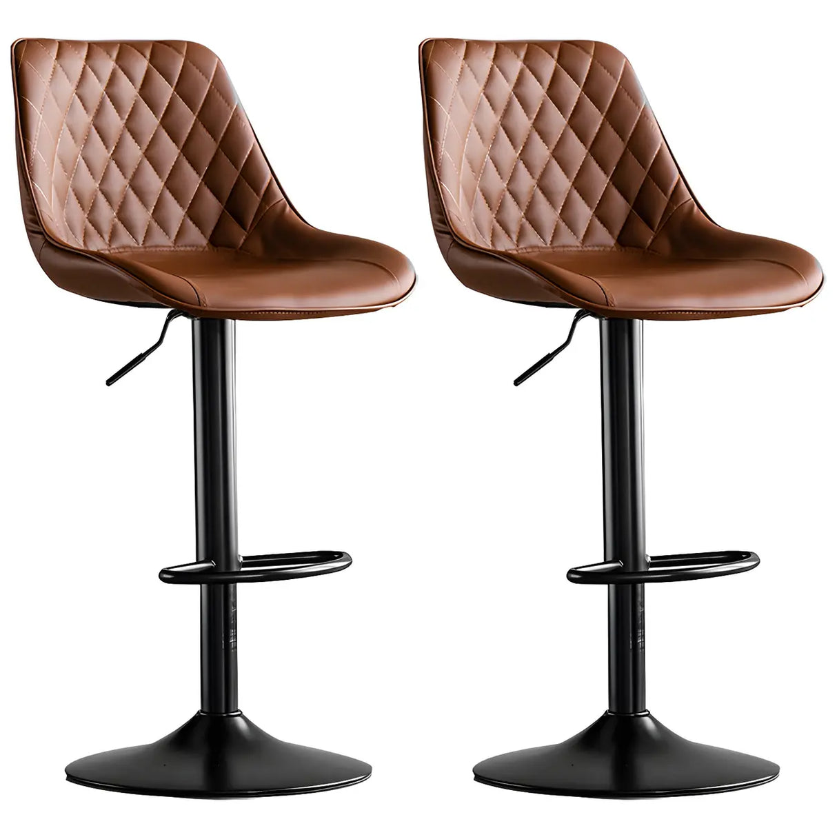 Kitchen Leather Bucket Iron Adjustable Swivel Bar Stool Image - 14