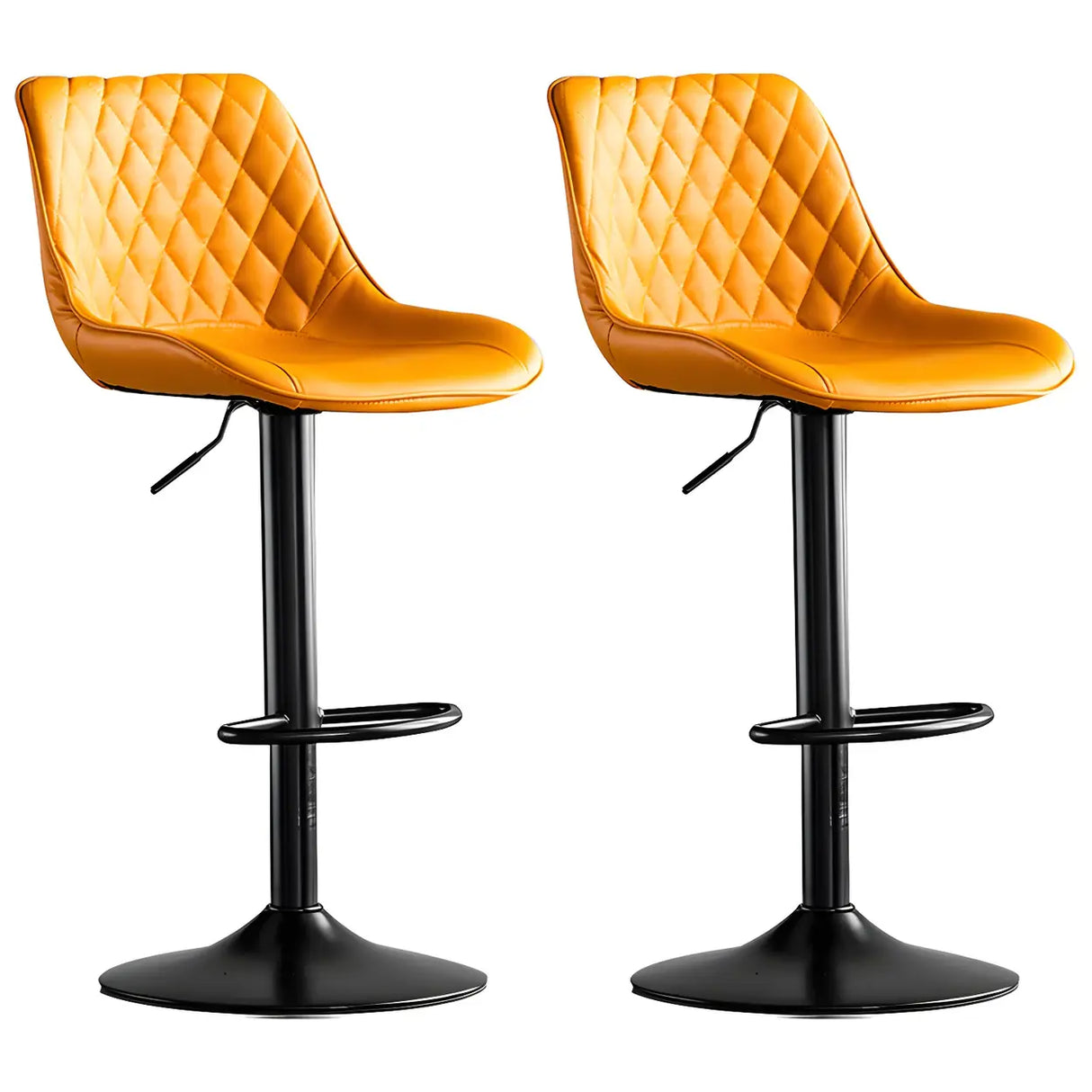 Kitchen Leather Bucket Iron Adjustable Swivel Bar Stool Image - 15