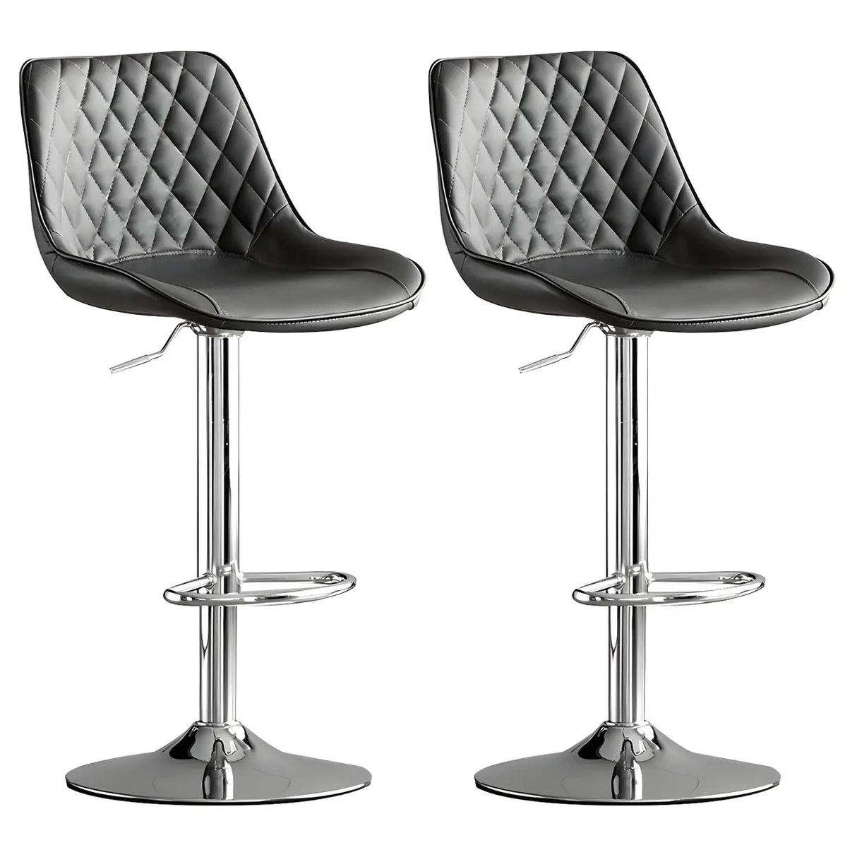 Kitchen Leather Bucket Iron Adjustable Swivel Bar Stool Image - 16