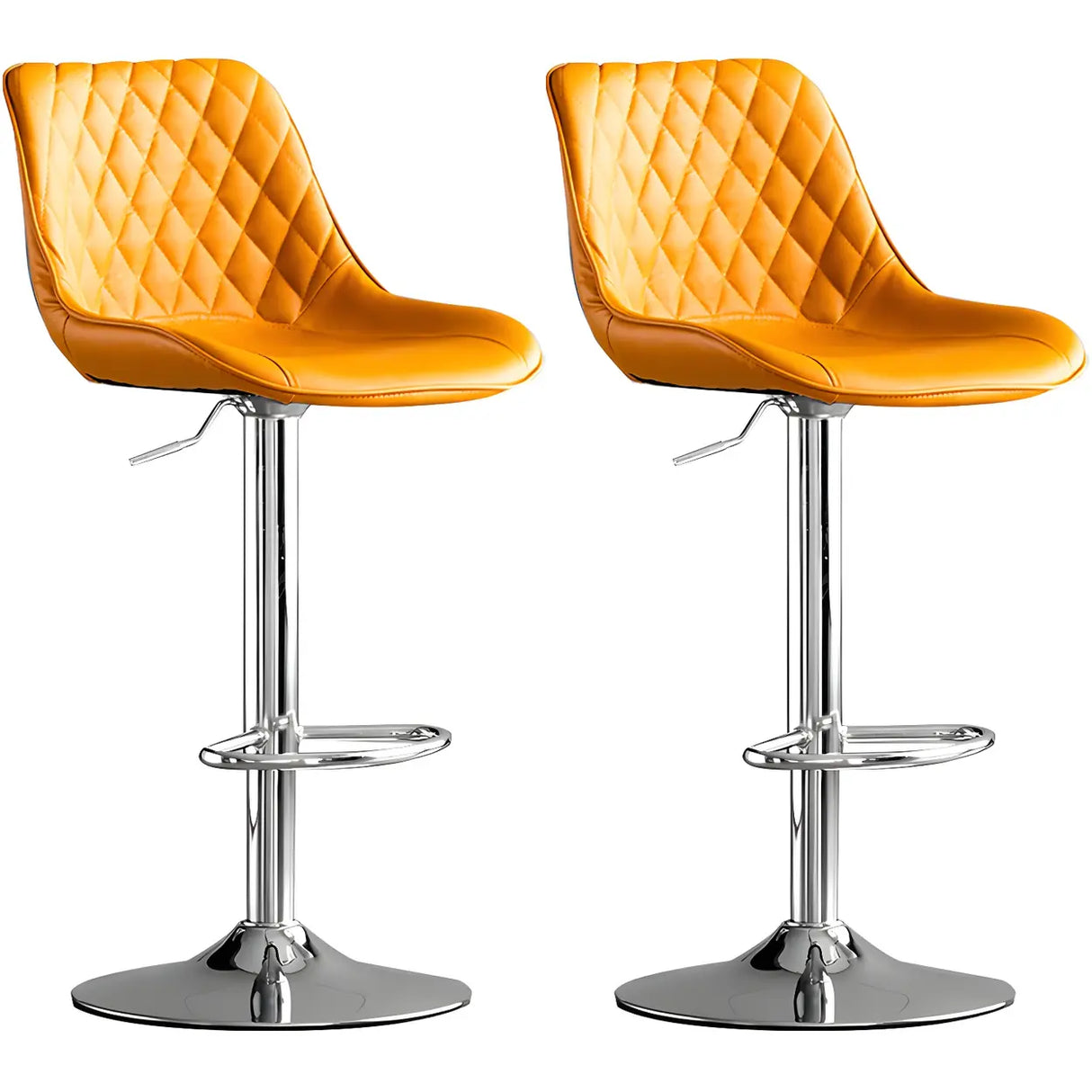 Kitchen Leather Bucket Iron Adjustable Swivel Bar Stool Image - 17