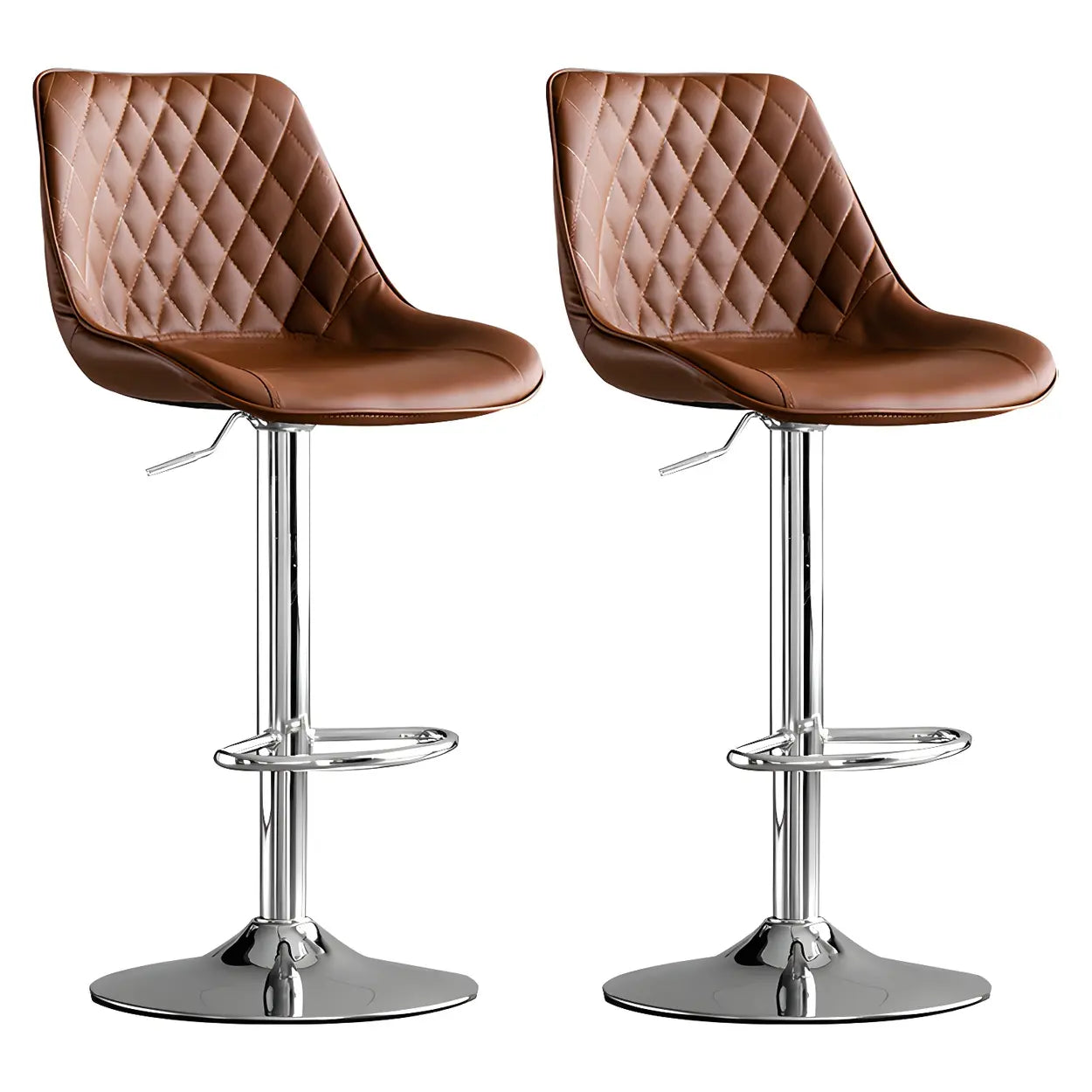 Kitchen Leather Bucket Iron Adjustable Swivel Bar Stool Image - 18