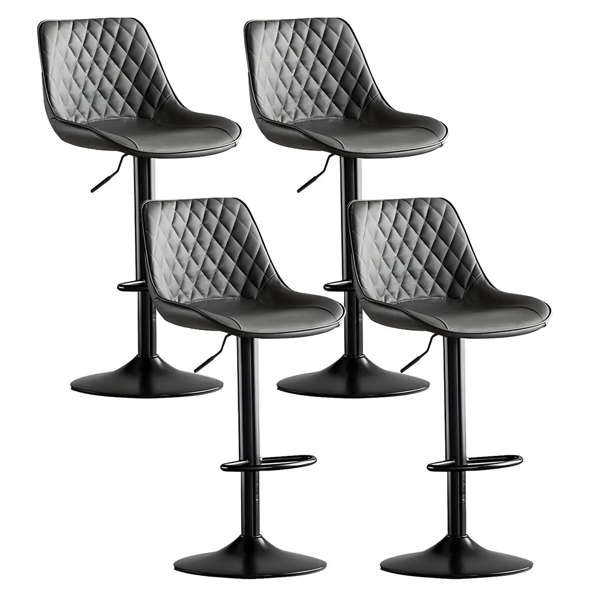 Kitchen Leather Bucket Iron Adjustable Swivel Bar Stool Image - 19