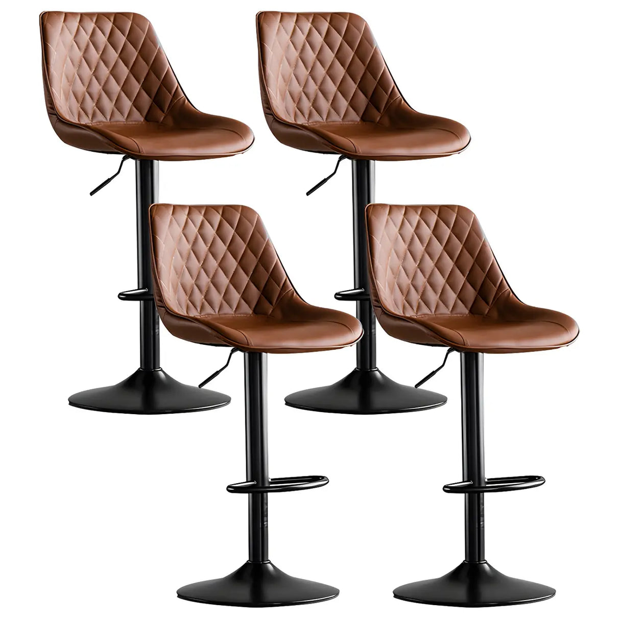 Kitchen Leather Bucket Iron Adjustable Swivel Bar Stool Image - 20