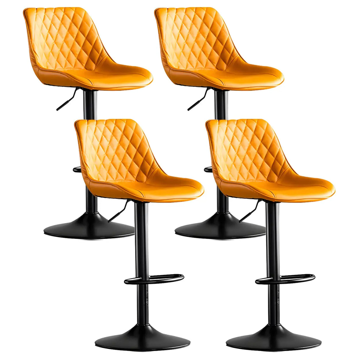 Kitchen Leather Bucket Iron Adjustable Swivel Bar Stool Image - 21