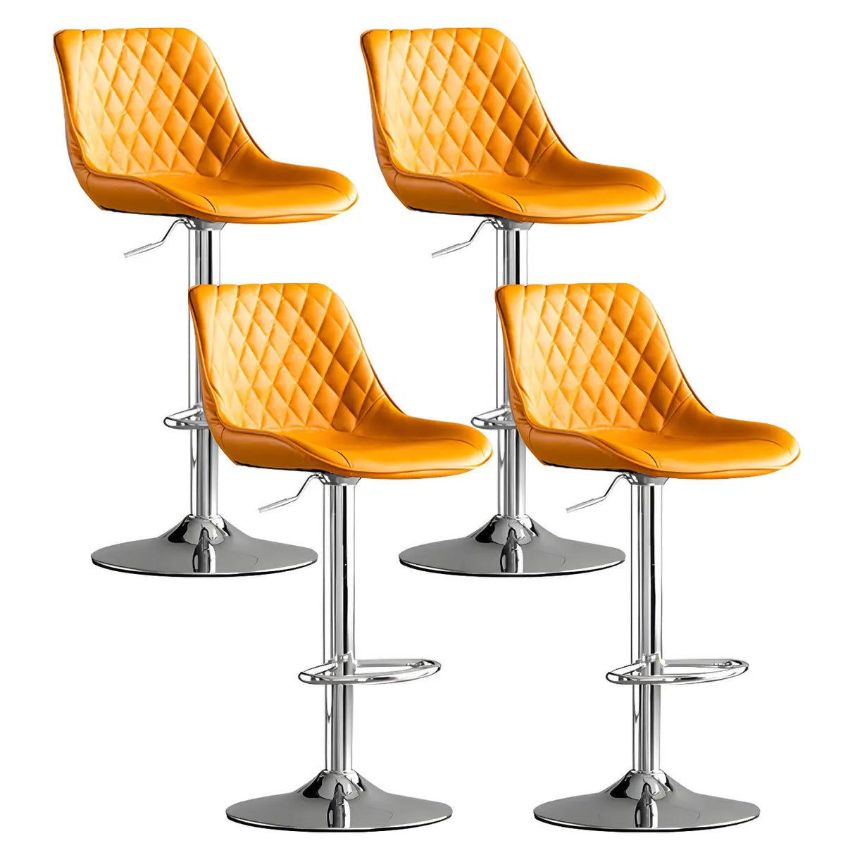 Kitchen Leather Bucket Iron Adjustable Swivel Bar Stool Image - 23