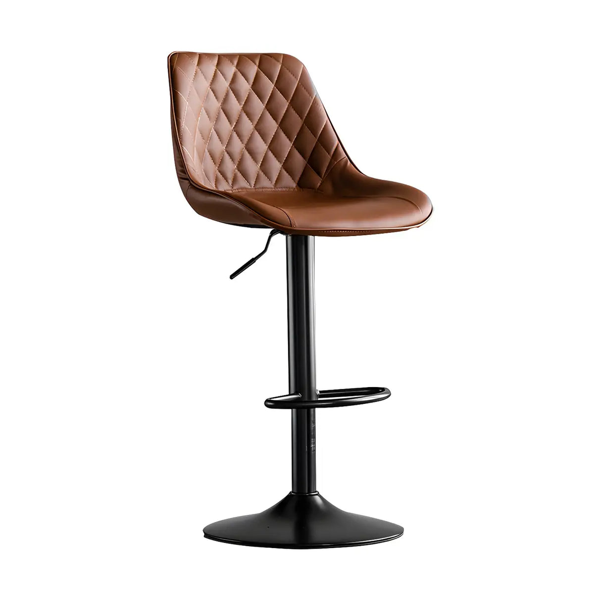 Kitchen Leather Bucket Iron Adjustable Swivel Bar Stool Image - 3