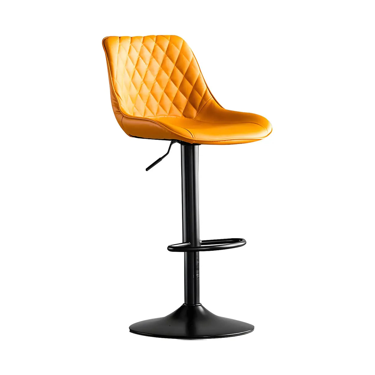 Kitchen Leather Bucket Iron Adjustable Swivel Bar Stool Image - 6