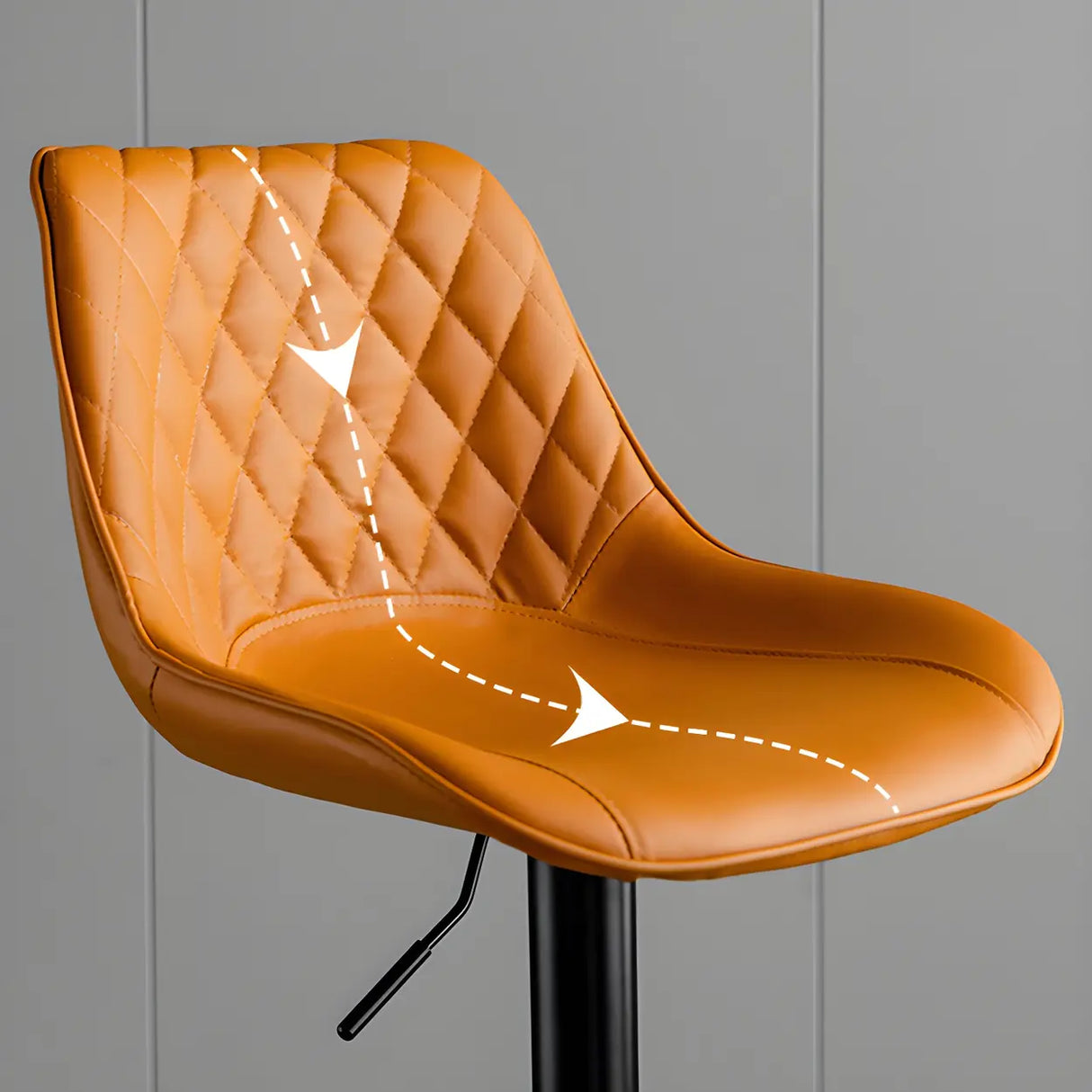 Kitchen Leather Bucket Iron Adjustable Swivel Bar Stool Image - 7